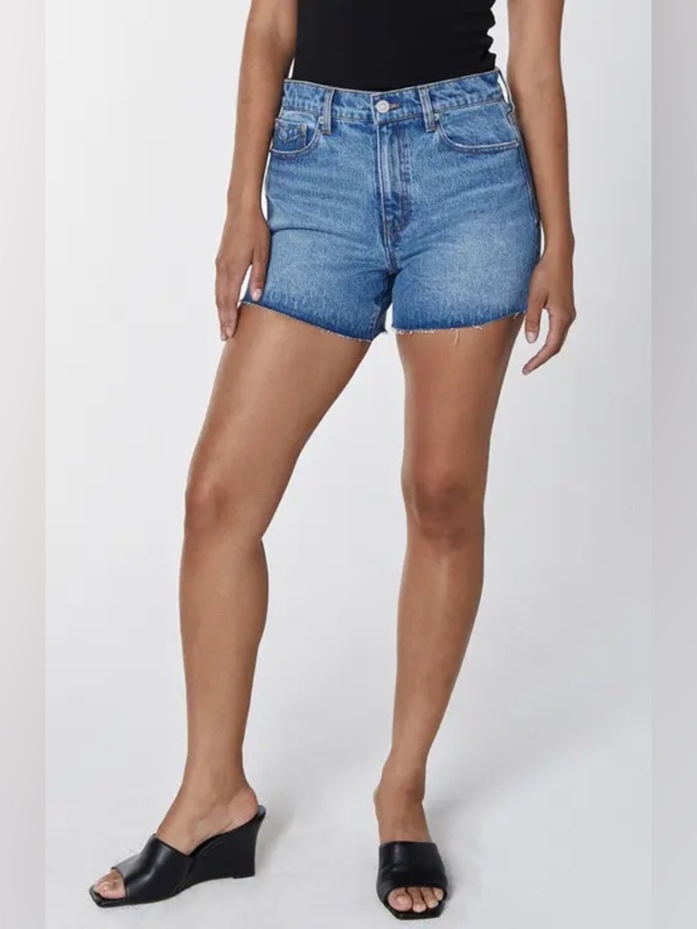 UNPUBLISHED | Emma denim raw hem shorts | size 32